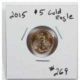 2015  $5 American Gold Eagle  1/10 oz gold