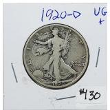 1920-D  Walking Liberty Half Dollar   VG+