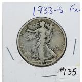 1933-S  Walking Liberty Half Dollar   F