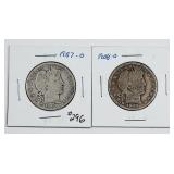 1907-O & 1908-O  Barber Half Dollars   G