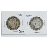 1908 & 1908-D  Barber Half Dollars   G