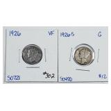 1926 & 1926-S  Mercury Dimes   VF & G