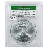 2021-(P)  $1 Silver Eagle   PCGS MS-69