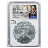 2021 Ty-1  $1 Silver Eagle  NGC MS-70 Regan label