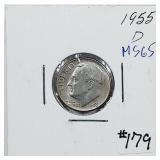 1955-D  Roosevelt Dime   MS-65