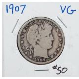 1907  Barber Half Dollar   VG