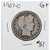 1907-O  Barber Half Dollar   G+