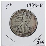 1939-D  Walking Liberty Half Dollar  F+