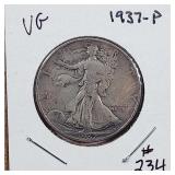 1937-P  Walking Liberty Half Dollar  VG