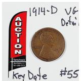 1914-D  Lincoln Cent   VG detail   Key date