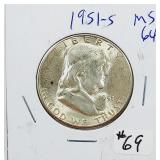 1951-S  Franklin Half Dollar   MS-64