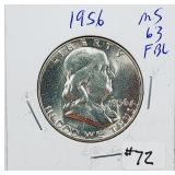 1956  Franklin Half Dollar   MS-63 FBL
