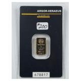 Argor-Heraeus  2 Gram .9999 Gold Bar