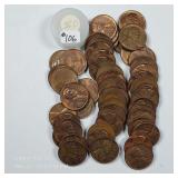 Roll of circulated;  1956-D  Lincoln Cents