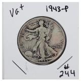 1943-P  Walking Liberty Half Dollar  VG+