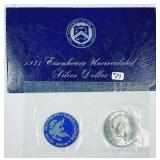 1971-S  Eisenhower Silver Dollar  Unc  Blue Ike