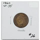 1860  Indian Head Cent   VF-35