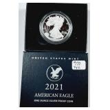 2021-W  Type 2  Silver Eagle  Proof   Box & COA