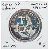 Oakes, ND Centennial 1 troy oz .999 silver rd #399