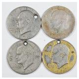 4  Eisenhower Dollars  3 have holes