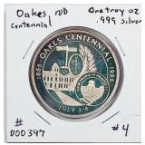 Oakes, ND Centennial 1 troy oz .999 silver rd #397