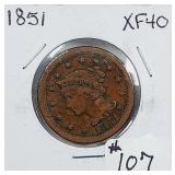 1851  Large Cent   XF-40