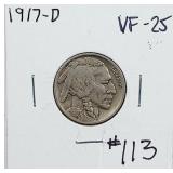 1917-D  Buffalo Nickkel   VF-25