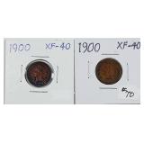 1900 & 1900  Indian Head Cents   XF-40