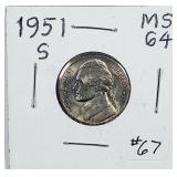 1951-S  Jefferson Nickel   MS-64