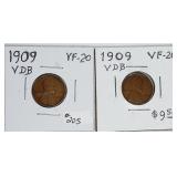 2  1909-VDB  Lincoln Cents   VF-20