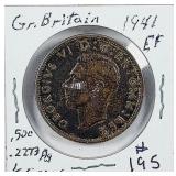 1941  Great Britain 1/2 Crown  EF  .2273 ag