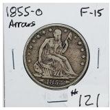 1855-O Arrows  Seated Liberty Half Dollar  F-15