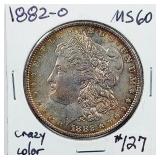 1882-O  Morgan Dollar   MS-60   Crazy color!!