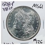 1878-P  7/8 Trail Feather  Morgan Dollar  MS-61