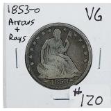 1853-O Arrows & Rays Seated Liberty Half Dollar VG