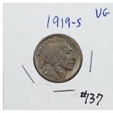 1919-S  Buffalo Nickel   VG