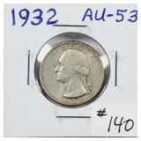 1932  Washington Quarter   AU-53