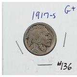 1917-S  Buffalo Nickel   G+