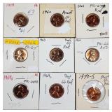 Lot of 9  Lincoln Cents   Proof  1959- 1970-S
