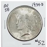 1934-D  Peace Dollar   AU-58