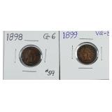 1898 & 1899  Indian Head Cents   G & VG