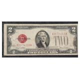 1928-G  $2 Legal Tender Red Seal  ink pinhole