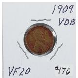 1909 VDB  Lincoln Cent   VF-20