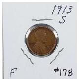 1913-S  Lincoln Cent   F