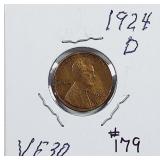 1924-D  Lincoln Cent   VF-30