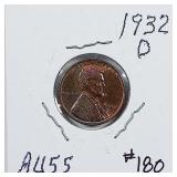 1932-D  Lincoln Cent   AU-55