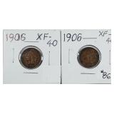 1906 & 1906  Indian Head Cents   XF-40