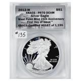 2013-W  $1 Silver Eagle   ANACS PR-70 DCAM