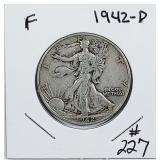 1942-D  Walking Liberty Half Dollar   F