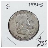 1951-S  Franklin Half Dollar   G